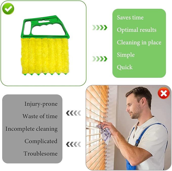 Blind Cleaner Duster Tool, Window Venetian Hand-held 7 Finger Dusting Cleaner Brush, Blinds Cleaning Brush Tool for Window Shutters Air Conditioner, Car Accessories (Green)