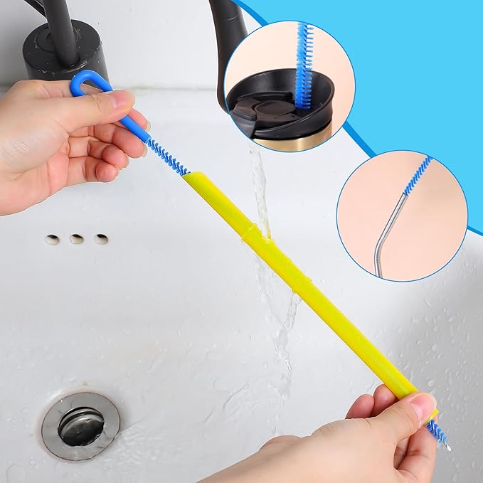 Straw Clean Brush Set Straw Brush Extra Long 12 Inch ReusableStraw Cleaner Accessories Diameters Ranging from 6-12mm for Water Bottles Tubes Sippy Cup 5Pcs