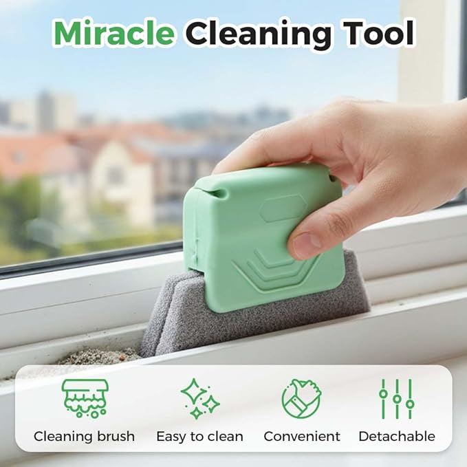 Magic Window Track Cleaner, 2026 New Window Groove Cleaning Brush Tools Set, Sliding Door Track Cleaner, Hand-held Window Track Cleaner Brushes Tools for Window lides Gaps (3, Mixed)