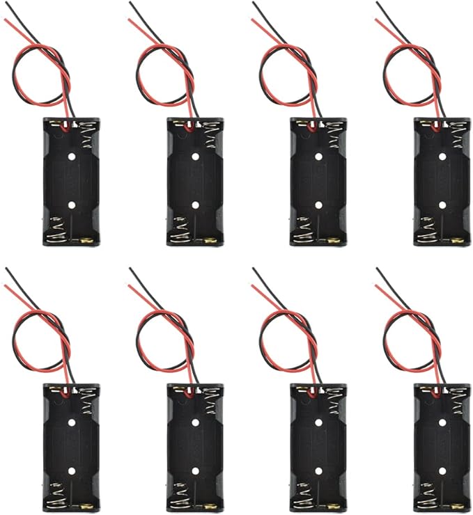HAHIYO 3V AAA Battery Holder Bundle Series with Wire Sturdy Clapm Flexible Springs Contact Build-in Harnesses Batteries Black Case Easy Install 8 Pieces for Wall Clocks Ham Radio Kids Toys