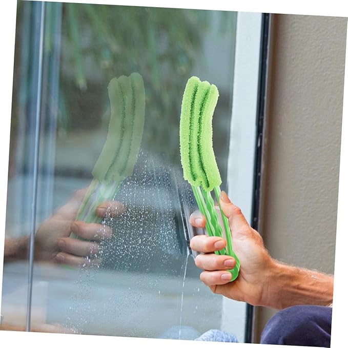 Balacoo 2pcs Window Blinds Cleaning Brushes Set with 7-Tooth and 3-Tooth Heads, Handheld Blinds Brush for Window Shutter and Air Conditioner Vent Cleaning, Orange and Green Colors