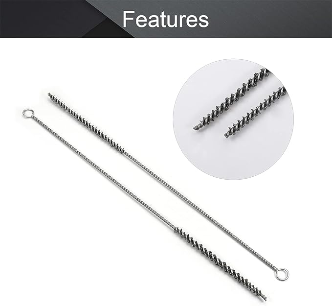 Utoolmart Steel Wire Cleaning Brush, Spiral Power Tube Brush, 0.2-inch Diameter 12-inch Length, 2pcs