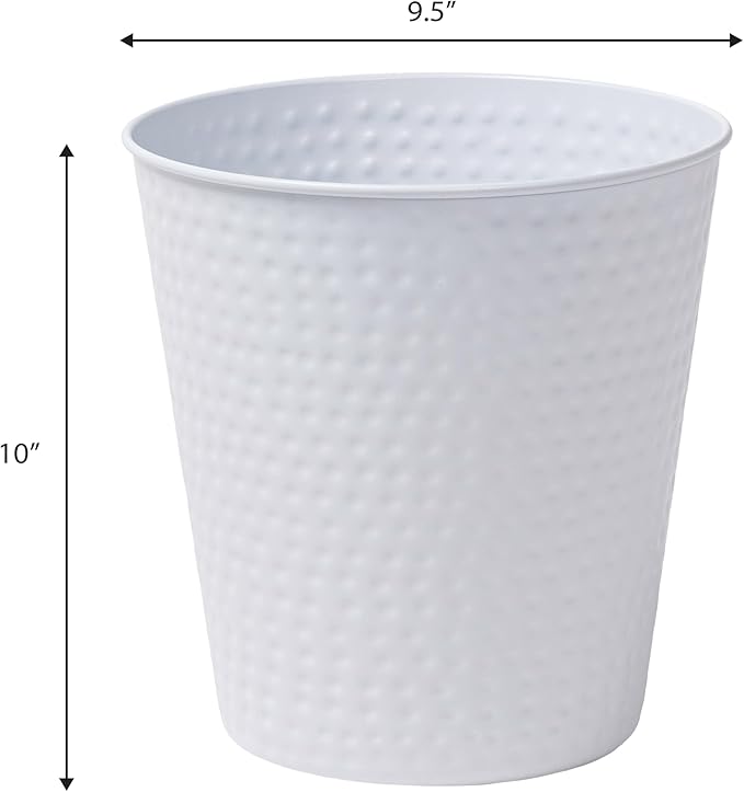 happimess HPM1110D Axel Modern Minimalist Hammered Steel 2-Gallon Wastebasket for Home, Bathroom, Living Room, Office, Bedroom, Kitchen, Matte White