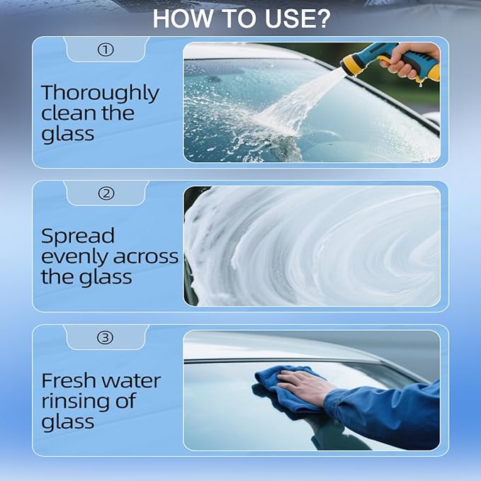 Glass Oil Film Remover for Car,Glass Emulsion Cleaner,Automotive Oil Film Cleaning Brush for Window & Mirror,Removes oil film & Smudges,Clearvision Improve Driving Visibility (100 g)