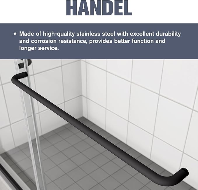 Bypass Glass Shower Door 56-60" W x 70" H with 1/4" Clear SGCC Tempered Glass, Semi-Frameless Double Sliding Shower Door, Easy to Clean, Easy to Install, Matte Black