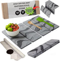 Large Stone Dish Drying Mat for Kitchen Counter | 23.5” L x 15.3” W Diatomaceous Earth Quick Drying Pad | Foldable & Super Absorbent Dish Drying Stone for Plates, Bottles & Utensils | Gray