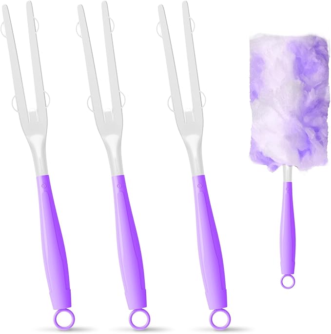 3PCS Duster Refills Folding Handles Set Compatible with Swiffer Dusters,Disposable Static Dust Removal Brush Handle for Dusting Electronics,Furniture,Blinds,Ceiling Fans (3, Purple)