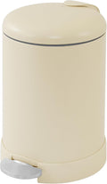 Glad Small Trash Can, 1.2 Gallon | Round Stainless Steel Garbage Bin with Soft Close Lid & Step Foot Pedal | Metal Waste Basket with Removable Inner Bucket, Almond