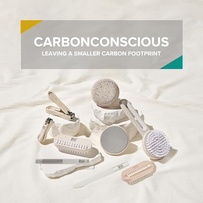 Rui Smiths CarbonConscious Wooden Nail Cleaning Brush with 2-Sided Bristles for Manicure and Pedicure Grooming | Made with Wood and Pig Bristles