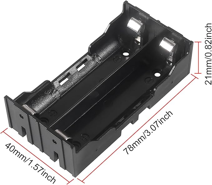 18650 Battery Case Holder 2 Slots X 3.7V 18650 Battery Storage Box, in Parallel Black Plastic Batteries Clip Box with Pin for DIY Parallel or Series Circuit PCB Projects (6pcs ABS 2 Slots)