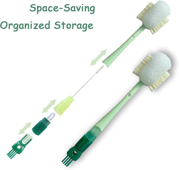 5 in 1 Bottle Cleaning Brush Set, Multifunctional Cleaning Brushes, 5 in 1 Bottle Brush, Cup Lid Clean Brushes, Straw Cleaner, Detail for Baby Bottle Nipple, 2 Pack Set