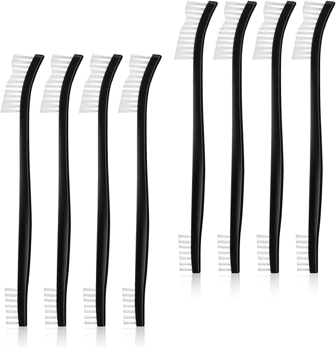 8PCS Small Cleaning Brush - Double Ended Nylon Brushes for Cleaning - Crevice Detail CleaningBrush for Small Spaces, Stiff Nylon Bristle Brush for Jewelry Bicycle Car Shower Head