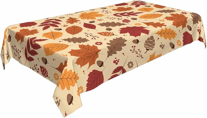 Fall Leaves Table Cloth 52x70 Maple Brown Autumn Pine Nut Harvest Tablecloth Rectangle Table for Dining Kitchen Banquet Party Decorative Outdoor Picnic Rustic