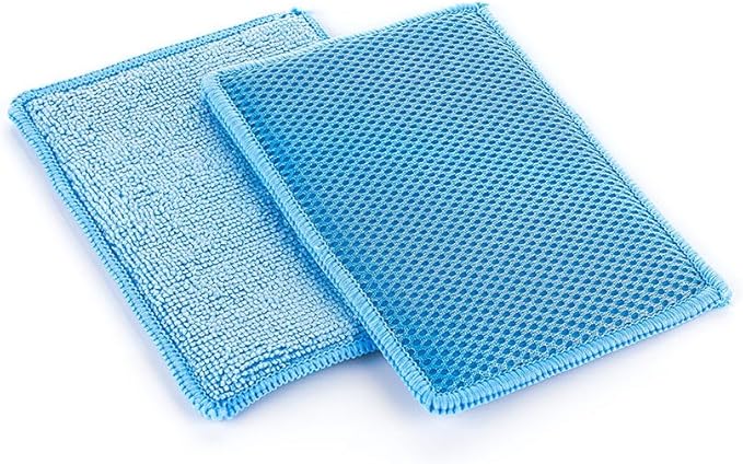 The Rag Company - Jersey Bug Scrubber Pads - Terry Weave, Easily and Safely Trap Bug Splatter in Sponge, Safe on All Finishes, 4in x 6in, Blue (5-Pack)