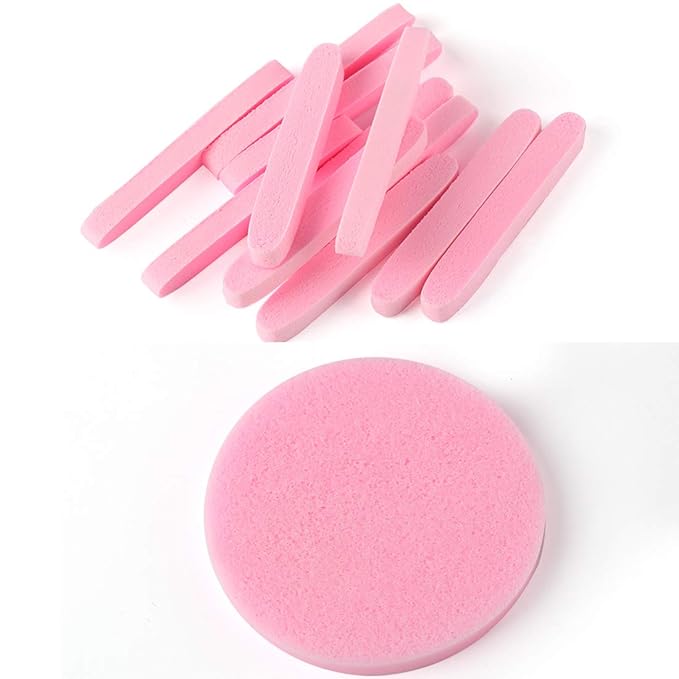 Facial Sponge Compressed,60 Pcs PVA Professional Makeup Removal Wash Round Face Sponges Spa Pads Exfoliating Cleansing for Women,Pink