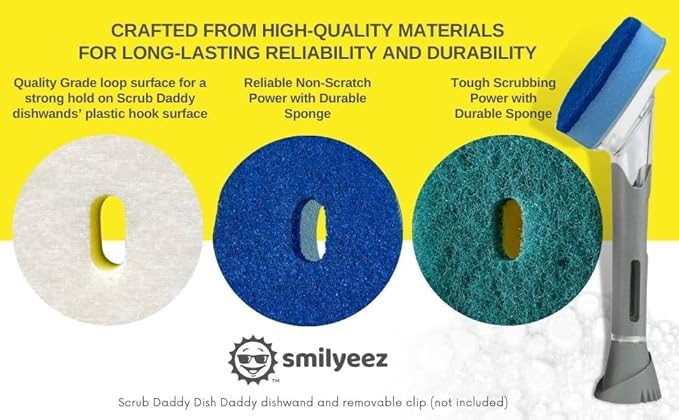 Smilyeez Green Heavy Duty Scrubbing Sponge Refill for use with The Dish Daddy (Reg. TM) Dishwand (10 Pack) Refill Head