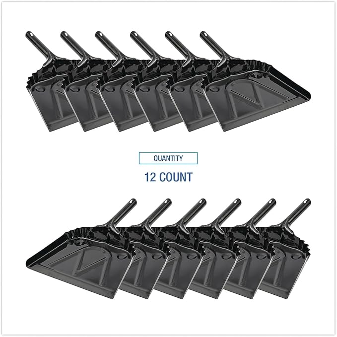Boardwalk 04212 Metal Dust Pan 12" Wide 2" Handle Black 12/Carton