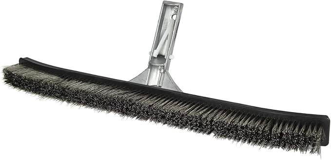 Poolmaster 20183, 18 Inch, 18-Inch Aluminum-Back Swimming Pool Algae Brush with Stainless Steel Bristles, Premier Collection, Black