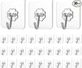 Adove Heavy Duty Wall Hooks, 30 Pack Transparent Stainless Steel & PVC Hooks, 22lb Max Capacity, Easy Install & Remove, Thickened Version