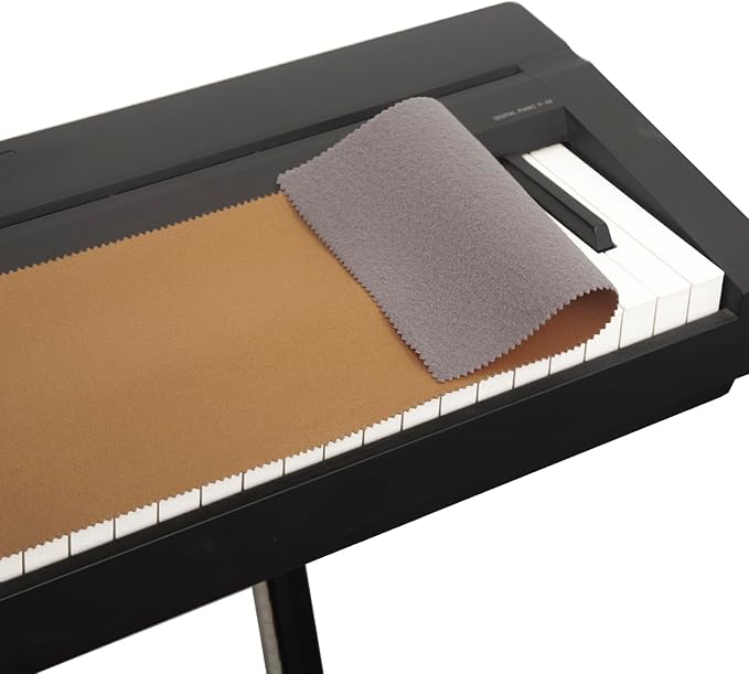 Piano Keyboard Anti-Dust Cover High Technology Fabric Key Cover Cloth Fit For Upright Piano, Electric Piano & Grand piano (Dark blue) (Brown)