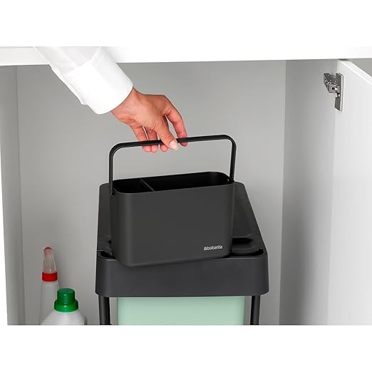 Brabantia SinkSide Cleaning Caddy with Handle - Dark Gray | Cleaning Products Organiser & Storage |Ergonomic & Compact Basket for Cleaning Tools