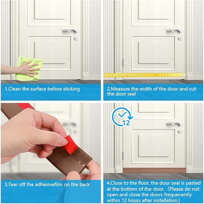 Ainiv 2 Pack Door Draft Stopper Under Door Seal, 2" W x 39" L Cutable Soundproof Door Seal, Adhesive Under Door Sweep for Exterior & Interior Doors Dust and Noise Insulation Weather Stripping-Brown