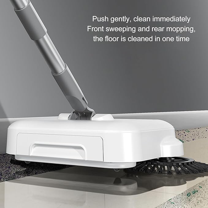 Zerodis Hand Push Sweeper,2 in 1 Wet Dry Use 360 Degree Rotating Quiet Manual Sweeping Mop Hard Floor Surfaces Sweeping Cleaner for Wood Tile Floor