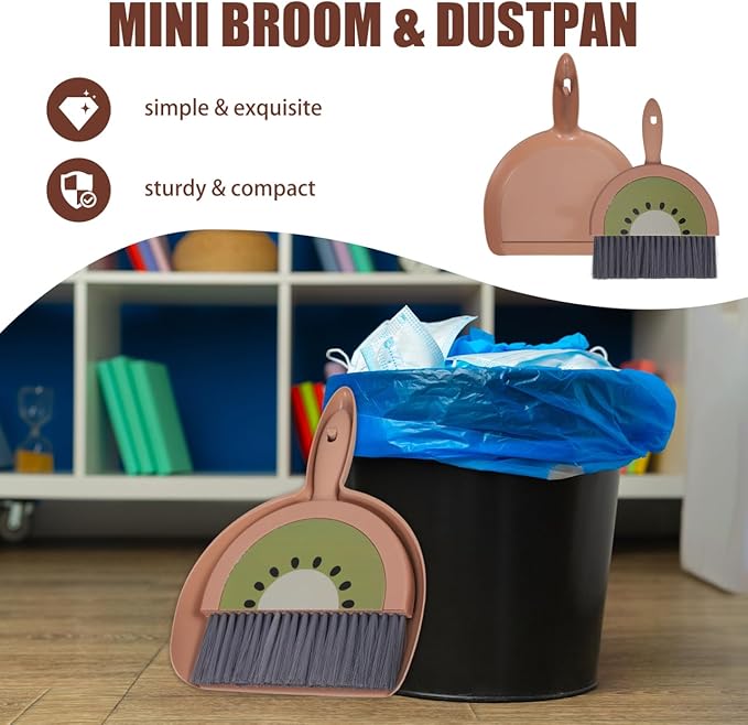 VOSAREA Mini Broom Set with Dustpan for Efficient Desk Cleaning Compact Handheld Brush for Home and Office Use