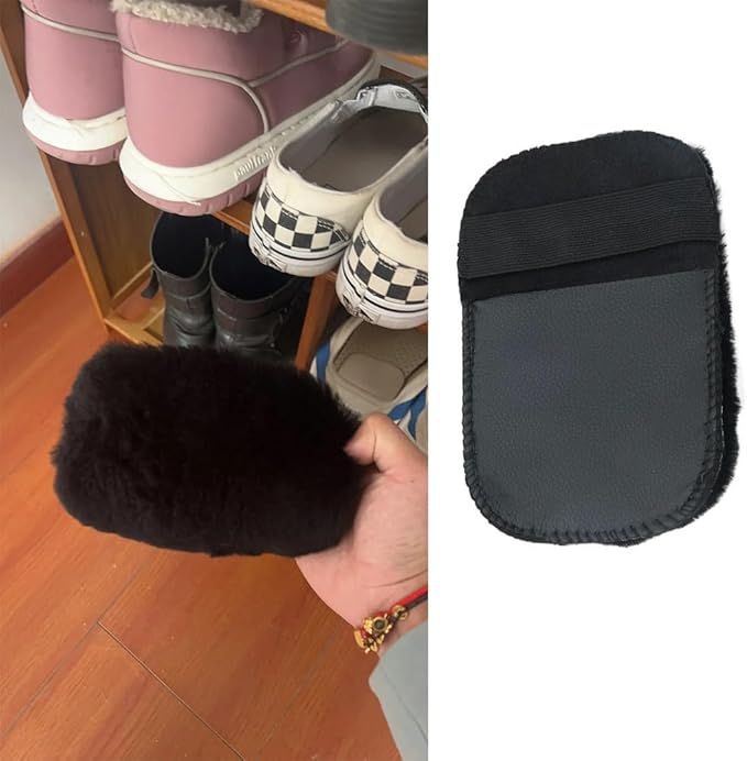 2 Pack Shine Shoes Cloth Shoes Polishing Gloves Shoe Shine Buffing Cloth Polish Dauber Applicators Cleaning Glove for Leather Shoes Boots Mink Oil Cream Knee High Boots Polish Care Kit