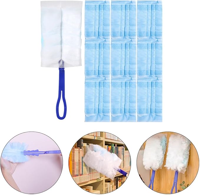Electrostatic Duster with Handle 11pcs Set for Home Cleaning, Disposable Dusting Brushes with 10 Replacement Cloths, Kitchen and Furniture Dusting Tool for Window Blinds and