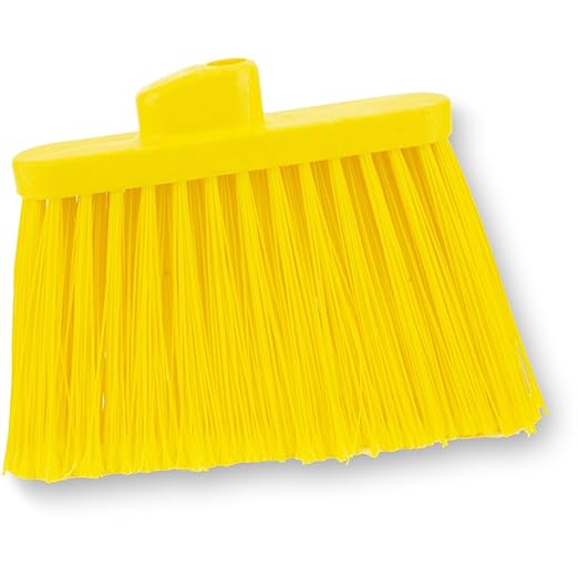 SPARTA Plastic Broom Head, Angled, Flagged for Small Debris Indoor, Outdoor, Home, Restaurant, Lobby, Office, 12 Inches, Yellow, (Pack of 12)
