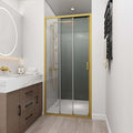 36" W x 78" H 3-Panels Sliding Shower Door, Shower Door Clear 6mm Tempered Glass with Brushed Gold Frame, 3-Panels Sliding Shower Easy to Clean,Three-Panel Synchronized Shower Sliding Door