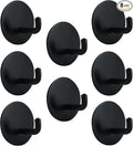Adhesive Towel Hooks for Bathroom, 15LB Strong Hanger Stick on Wall and Door No Damage, Drill Free, Waterproof, Stainless Steel Sticky Hooks for Hanging, Matte Black, 8 Pack