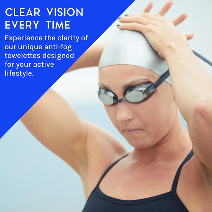 Foggies Anti-Fog Towelettes 6-Pack | 2-in-1 Lens Cleaner & Anti-Fog Wipe | Cleans and Defogs Goggles, Glasses & Masks | Reusable Wipes for Swim, Scuba & Sports Lens