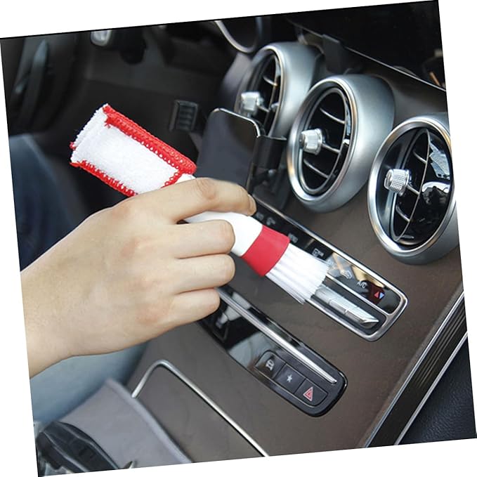 4pcs Car Air Vent Cleaning Brushes Dual-Head Dust Dusters for Automotive Air Conditioner Vents and Window Blinds, Red and White, Multipurpose Interior Cleaning Tools for Car