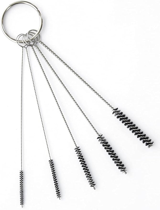 10" Tube Cleaning Brush Set, 5 Pack Small, Extra Long Nylon Straw Brushes with Flexible Handles for Bottles, Cleaning Straws, Pipe Cleaners, Keyboard, Glass, Guns, Detailing and Deep Cleaning, Black