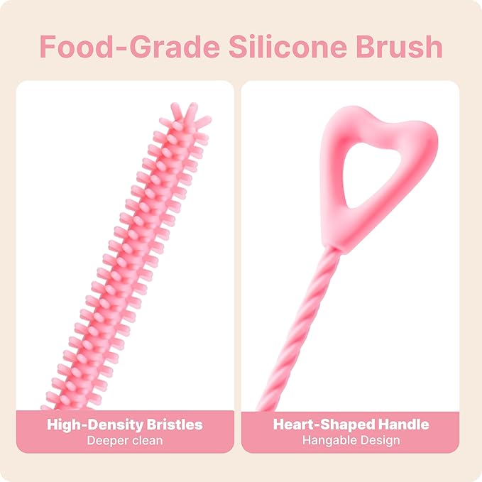 Silicone Straw Cleaner Brush, 2Pcs Reusable Straw Cleaning Brush for Cleaning Stanley and Yeti Metal Glass Tritan Straws