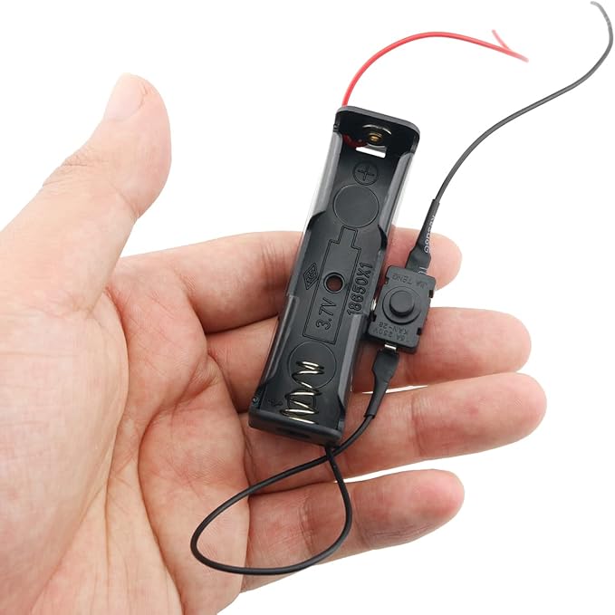 3.7V 18650 Battery Holder 3PCS Single Slot 18650 Battery Case Box with Extend Button Switch Wire Leads for Arduino Project Electronic Circuit, Battery Storage Box