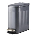 Slim Bathroom Trash Can with Lid Soft Close, Stainless Steel Garbage Can Step Trash Bin with Removable Inner Bucket for Bedroom, Office, Kitchen (Matt Grey, 1.8 Gallons)