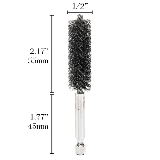 Quadruple Wire Twist Professional ID Copper Tube Pipe Cleaner for Fittings 6pcs, 1/2” Pipe Cleaning Brush Set, Stainless Steel Wire Bore Brushes for Power Drill, 1/4 Inch Hex Shank