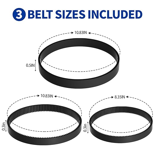Replacement Belt Set for Bissell ProHeat 2X Revolution Pet Pro Carpet Cleaner 1986, 1548, 2007, 1551, 1964 – Replaces 1606428, 1611129, 1611130 – 3 Types: Flat, Brush & Gear Belt (3-Pack)