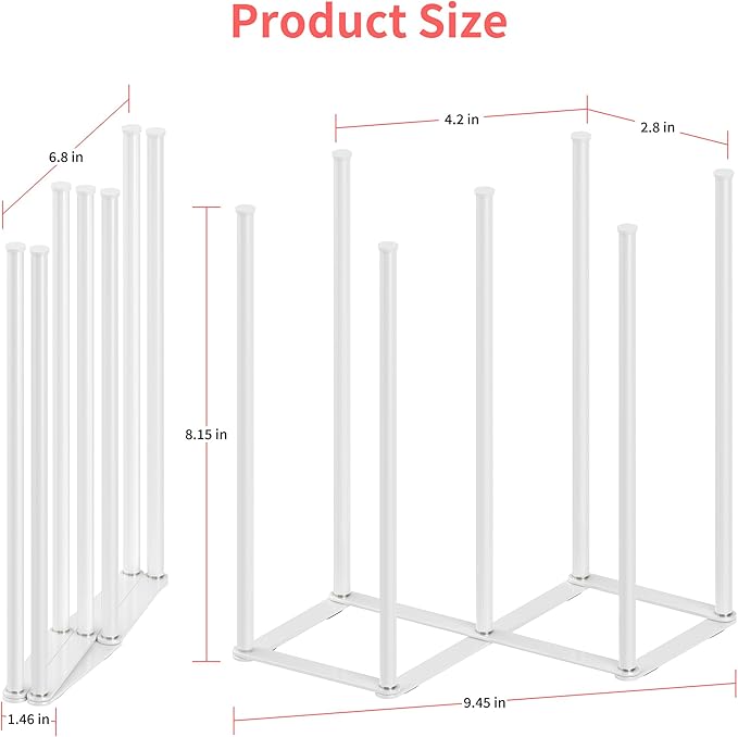 Collapsible Bottle Drying Rack, Baby Bottle Drying Rack, Foldable Cup Draining Holder, Retractable Reusable Silicone Bag Dryer with Non-Slip Bottom - Stainless Steel (White)