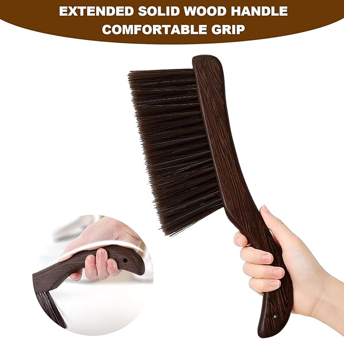 Hand Broom Soft Bristles Duster with Solid Wood Handle Quick Dusting Brush for Sofa Bed Furniture Musical Instruments (Chicken Wing Wood)
