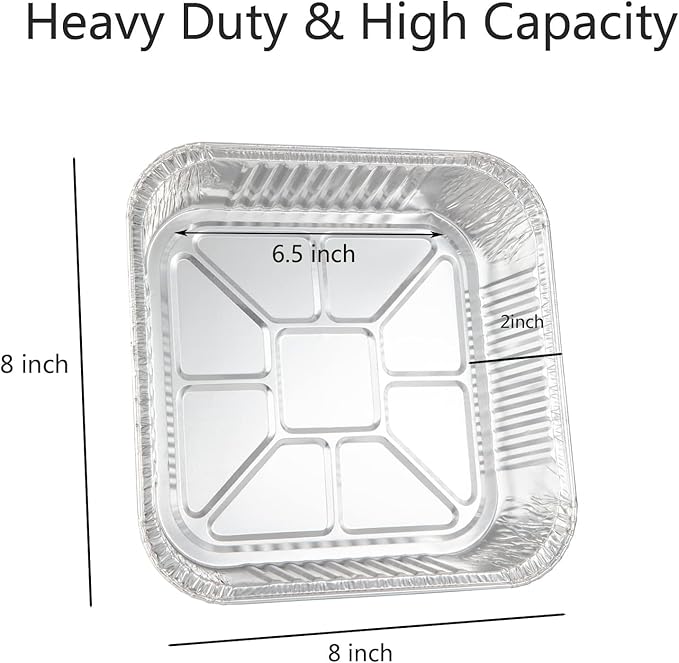 20-Pack Disposable Aluminum Foil Tins - Heavy Duty Square Cake & Baking Pans with Plastic Dome Lids