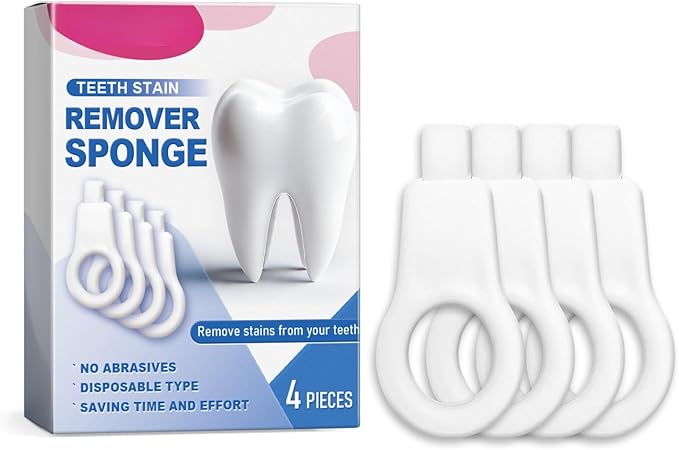 4 Pcs Sponge Teeth Cleaner for Baby, Kids, Adults, Gentle Stain Remover for Teeth Soft Rubber Sponge Eraser Safe Dental Cleaning Tool for Daily Oral Care