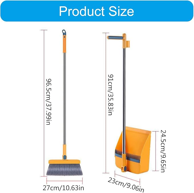 Space Saving Folding Broom and Dustpan Set with Adjustable Length for in Various Indoor Environment Hotel
