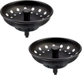 KONE Black Sink Basket Strainer Drain Stopper, 2 Pack Stainless Steel Matte Black Kitchen Sink Strainer Fit for Universal 3-1/2 inch Kitchen Sink, Metal Center Knob with Anti-Clog Rubber Sink Stopper