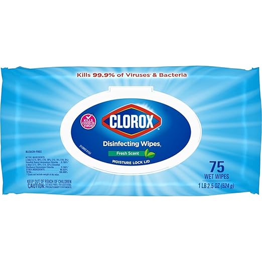 Clorox Disinfecting Wipes, Bleach Free Cleaning Wipes, Fresh Scent, 75 Count (Package May Vary)