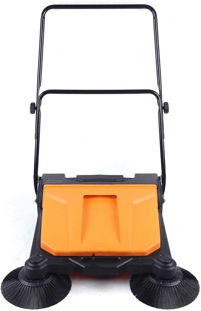 Hand Push Floor Sweeper 26 Inch 15L Walk-Behind Outdoor and Indoor Push Carpet Sweeper Hand-push Sweeping Sweeper Foldable Manual Industrial Push Cleaner for Street Garden Warehouse Sweeping Cleaning