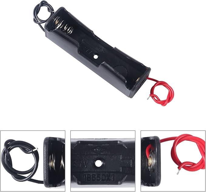 15PCS 18650 Battery Holder Bundle with Wire 18650 Battery Holder Case 3.7V, 1 Slot DIY Battery Storage Boxes, 1 Slot Black Plastic Batteries Case for 18650 Single Battery